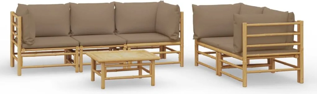 vidaXL Set mobilier de grădină cu perne gri taupe, 6 piese, bambus