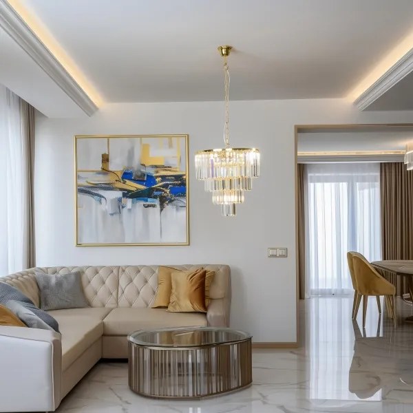 Lustră de cristal pe lanț Brilagi MOZART 5xE14/40W/230V auriu