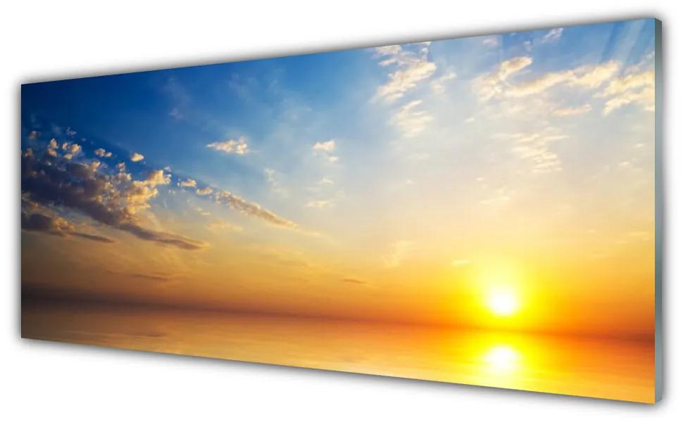 Tablouri acrilice Sunrise Sea Nori Peisaj Albastru Portocaliu