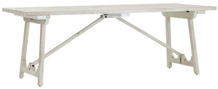 Masa dining din lemn de pin, alb cu aspect antichizat, Lhettie