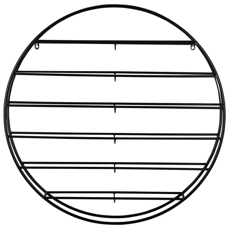 Raft pentru sticle de vin negru pentru perete din metal număr de sticle 12 80x80x9 cm Redondo – PT LIVING