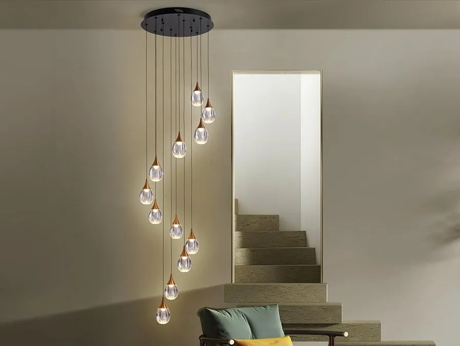 Lustra LED dimabila design modern Corina 12L negru/cupru