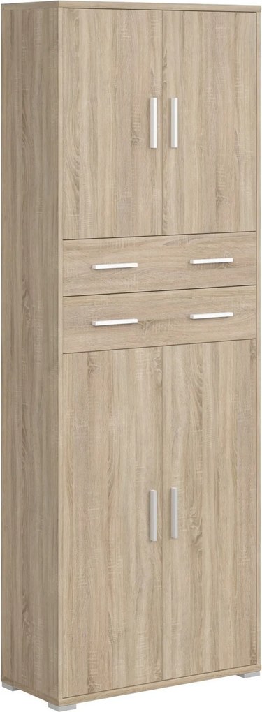 Dulap OFFICE LINE, stejar sonoma, PAL, cu 4 usi si 2 sertare, 79x35x22