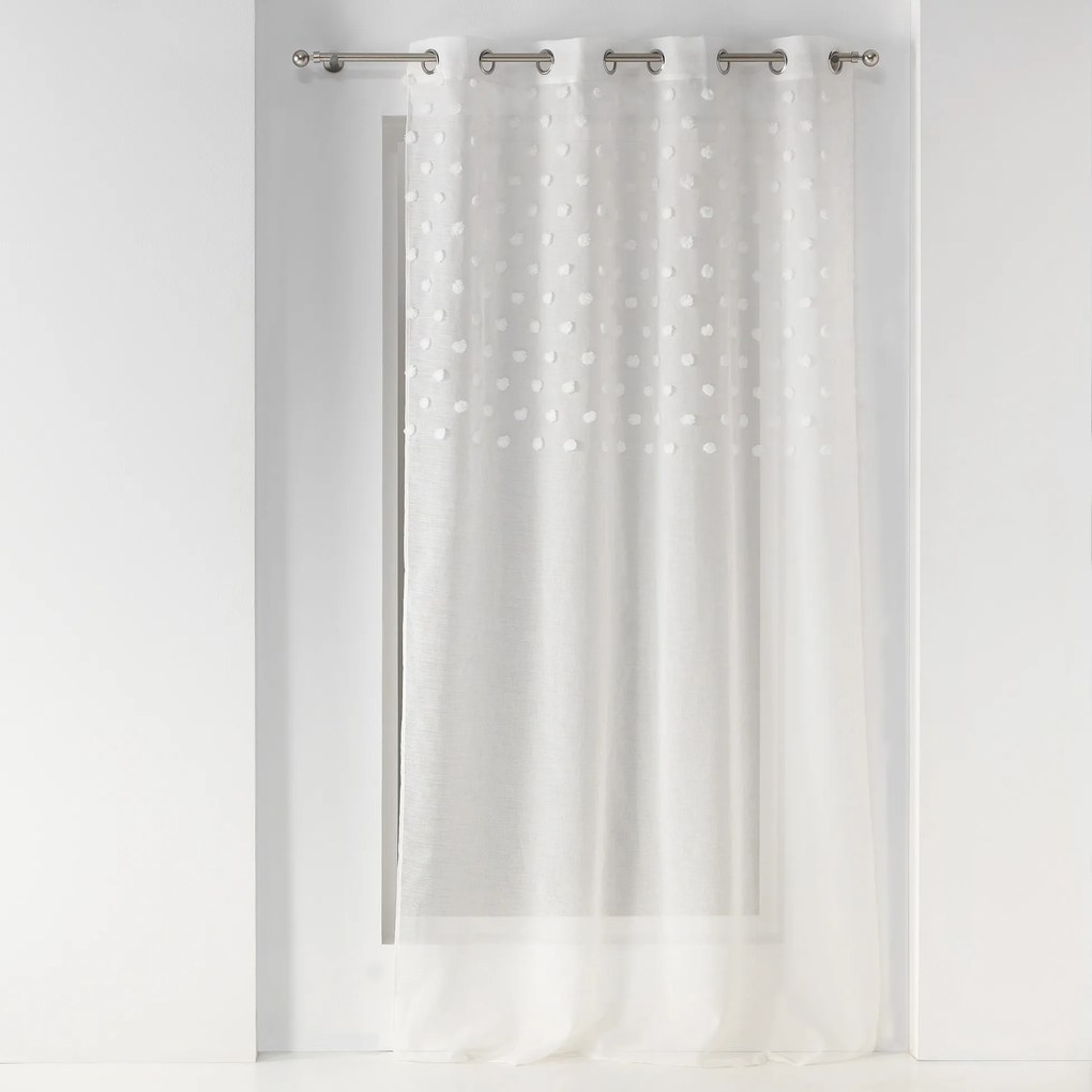 Perdea pentru sufragerie cu un decor punctat pe ochiuri, 140 x 240 cm, alb