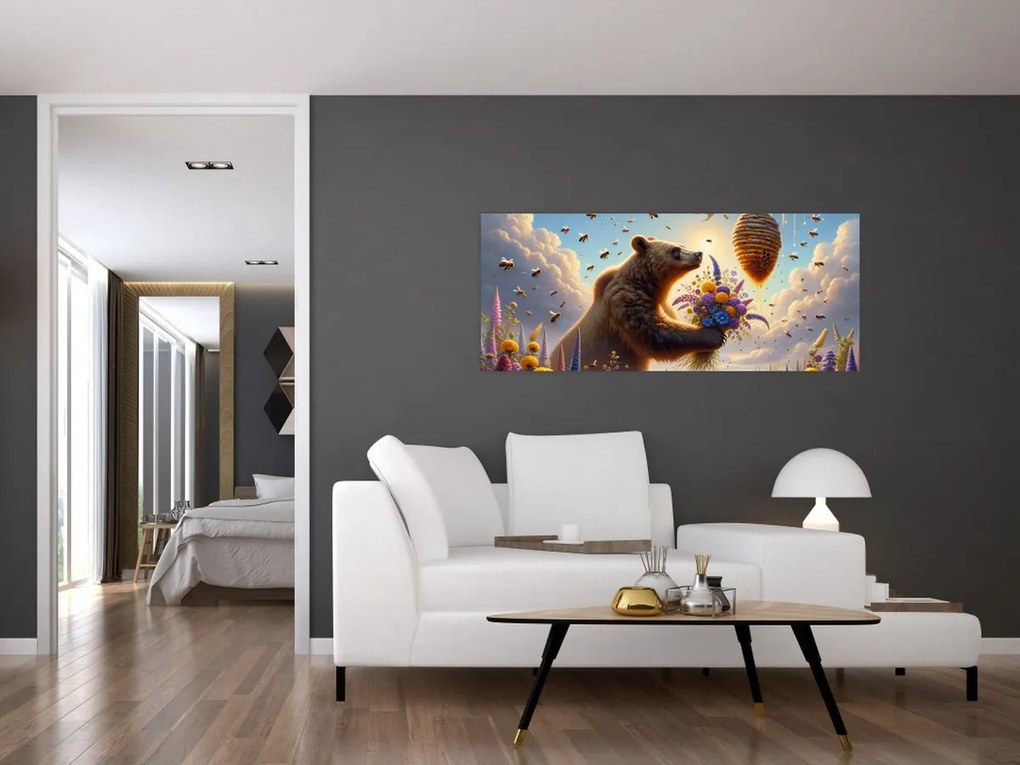 Tablou - Ursul și albinele (120x50 cm)