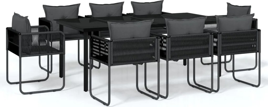 vidaXL Set de mobilier pentru grădină, 9 piese, negru