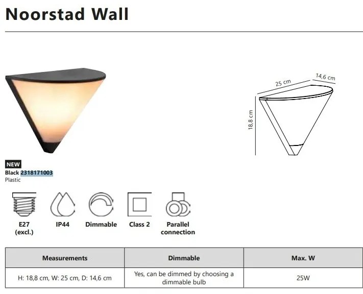 Aplica de perete exterior IP44 iluminat arhitectural Noorstad
