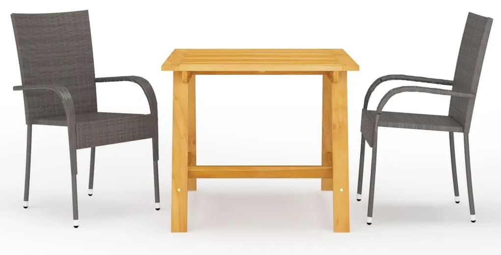 vidaXL Set mobilier de grădină, 3 piese, maro