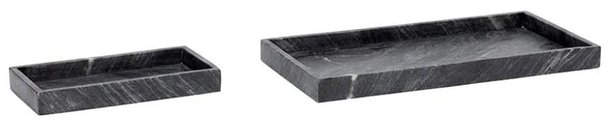 Set 2 tăvi din marmură Hübsch Nena, negru