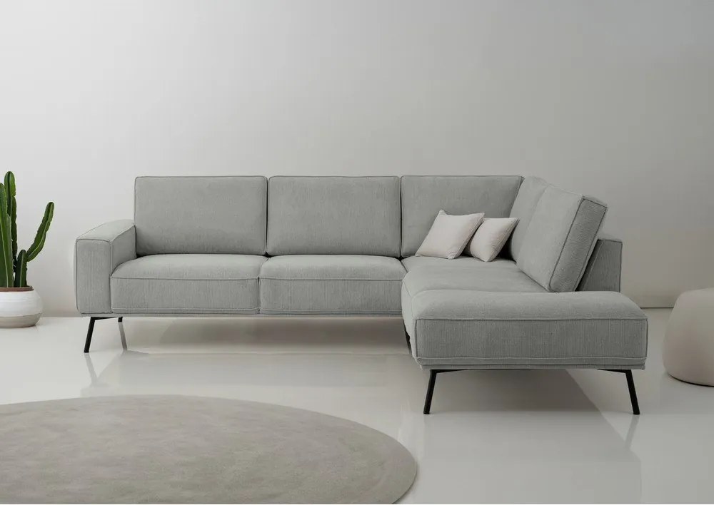 Colțar gri deschis cu tapițerie din chenille (cu colț pe partea dreaptă/în formă de ”L”) Amsterdam – Scandic