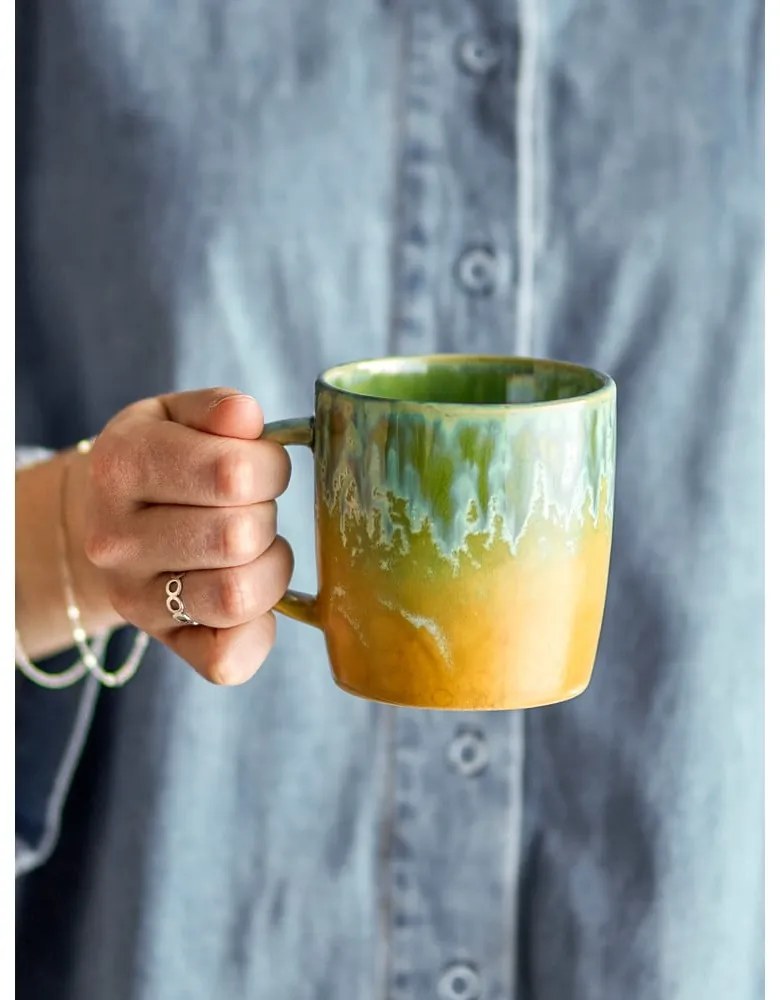 Ceașcă galbenă/verde-deschis din gresie 400 ml Milani – Bloomingville