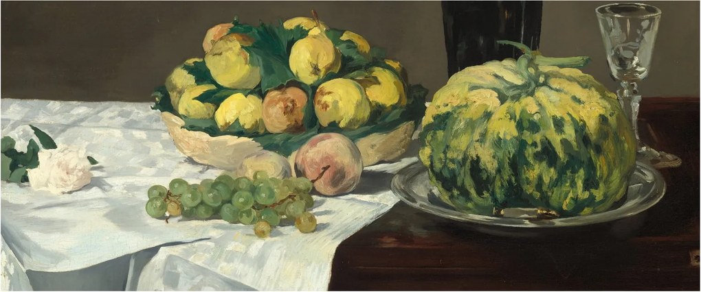 Tablou - Edouard Manet, Still Life with Melon and Peaches, reproducere (120x50 cm)