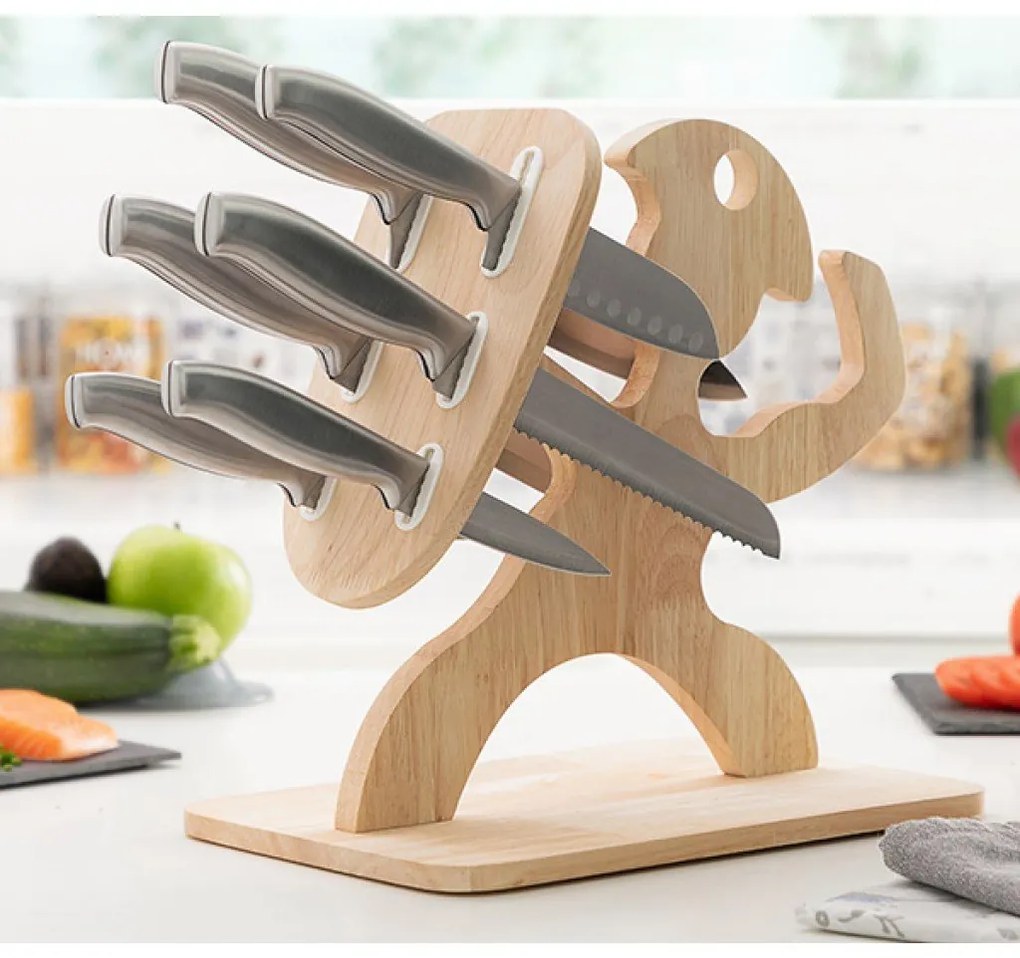 Set de cutite cu suport din lemn soldat spartan 7 piese