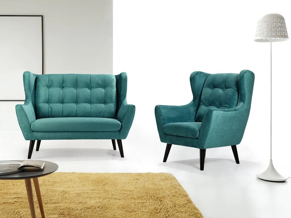 Set mobilier tapițat Milford A103Turcoaz, Tapiterie, Picioare: Lemn, Lemn: Fag