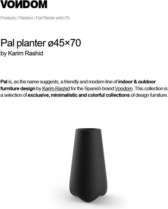 Ghiveci plante, flori design decorativ modern pentru amenajari interioare si exterioare, VLEK PLANTER 51013R Vondom