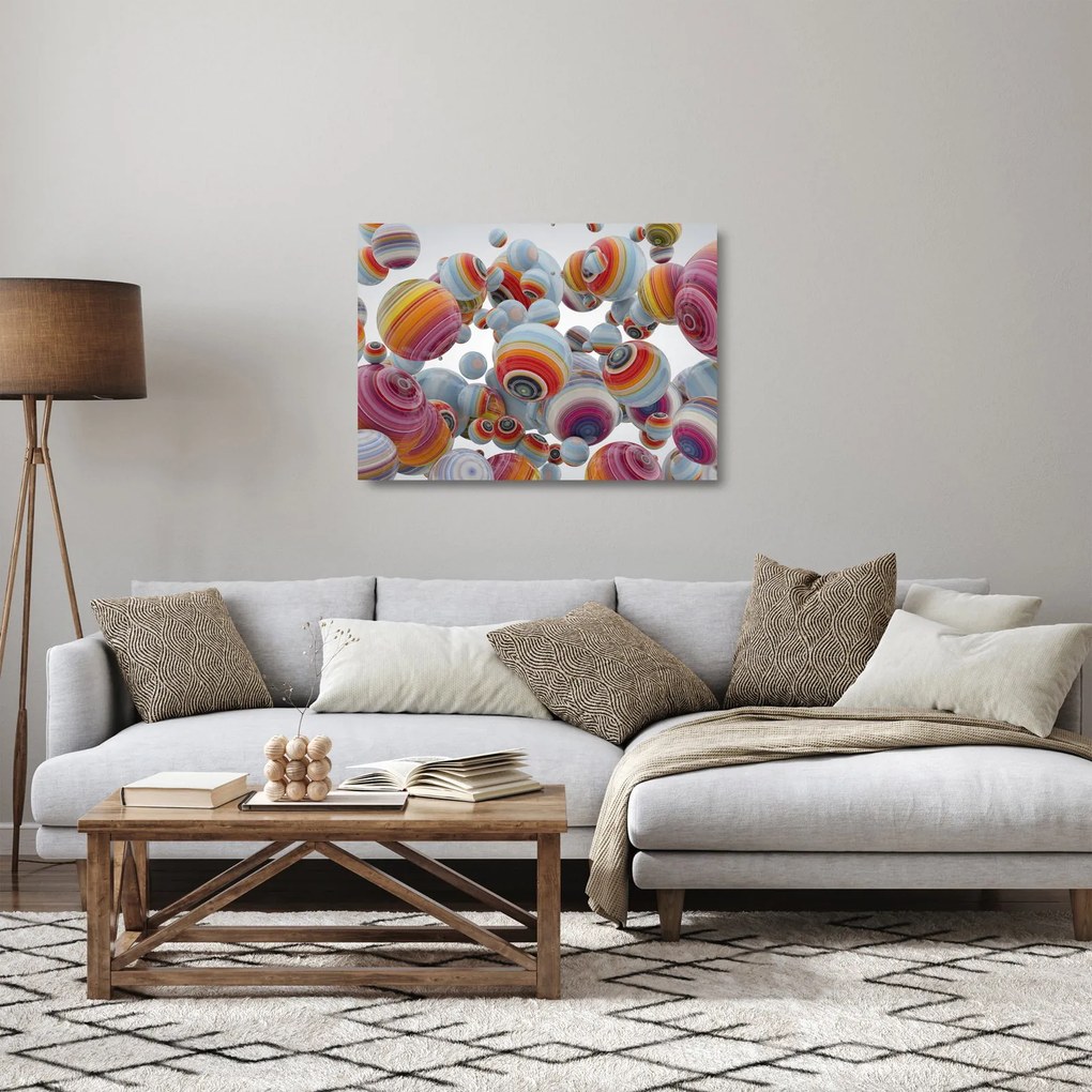 Tablou pe sticlă cu bile pictate (70x50 cm)