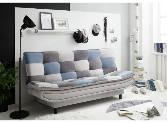 Canapea 3 Locuri Extensibila Patch, Silver Si Denim, 188 X 89 X 90 Cm