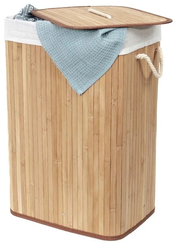 Compactor Coș pentru rufe murdare Bamboo dreptunghiular, natural
