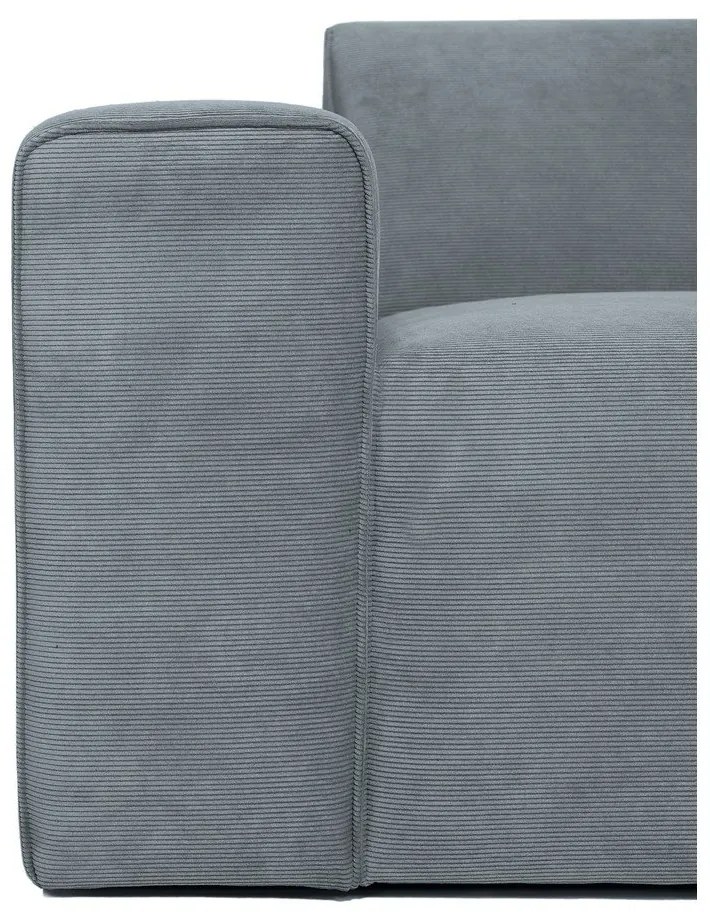 Colțar gri cu tapițerie din catifea reiată (cu colț pe partea dreaptă) Sting – Scandic