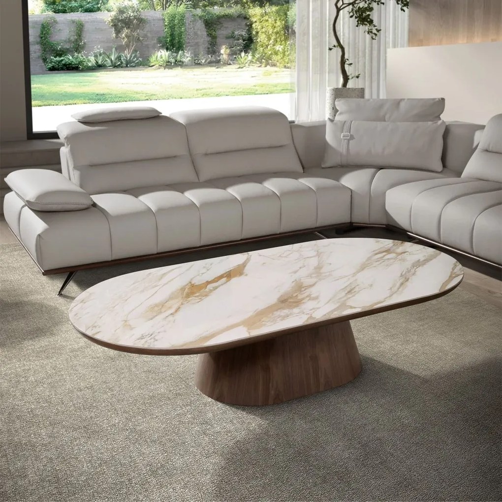 Masuta cu blat din marmura portelanata Walnut 160x80cm