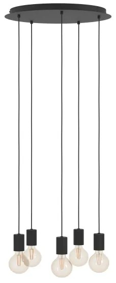 Lustră pe cablu Eglo 390267 HUEBRO 5xE27/40W/230V negru
