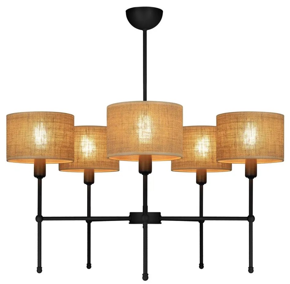 Candelabru pe tijă MADELA, 5 x E14/40W/230V, iută/negru