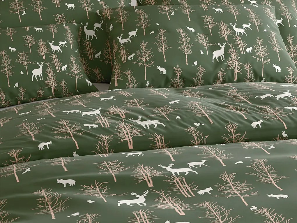 Lenjerie de pat din microfibra OAK DEER verde inchis Dimensiune lenjerie de pat: 2 buc 70 x 90 cm | 200 x 220 cm