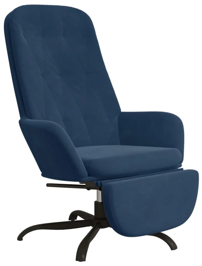 3097651 vidaXL Scaun de relaxare cu taburet, albastru, catifea