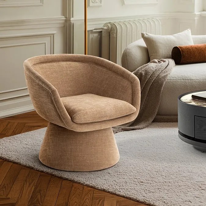 Fotoliu LUX modern cu tesatura chenille maro deschis Martina