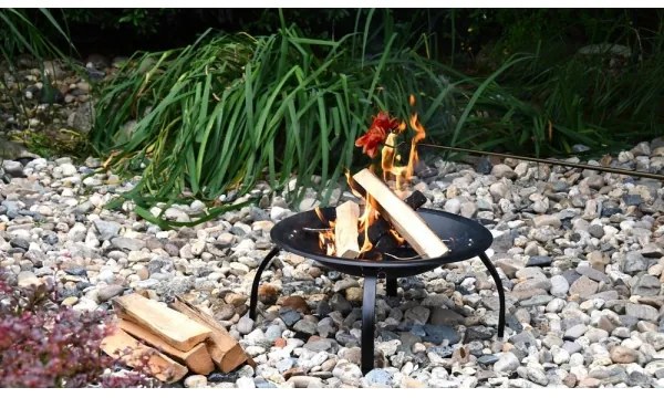 Vatră portabilă cu grătar neagră