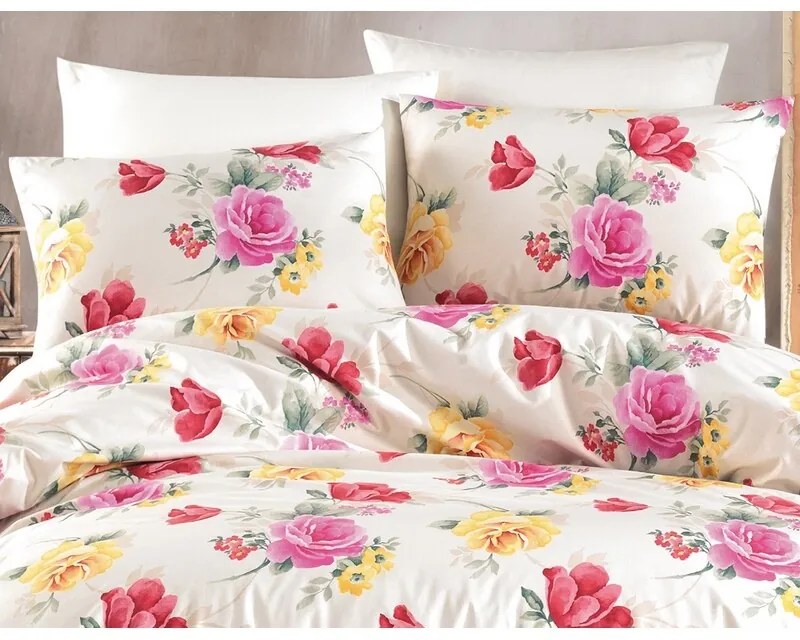 BedTex Lenjerie de pat din bumbac Tulip crem, 220x 200 cm, 2 bucăți 70 x 90 cm