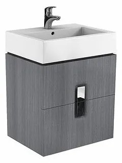 Dulap baza pentru lavoar suspendat cu 2 sertare Kolo Twins 60 cm, gri argintiu