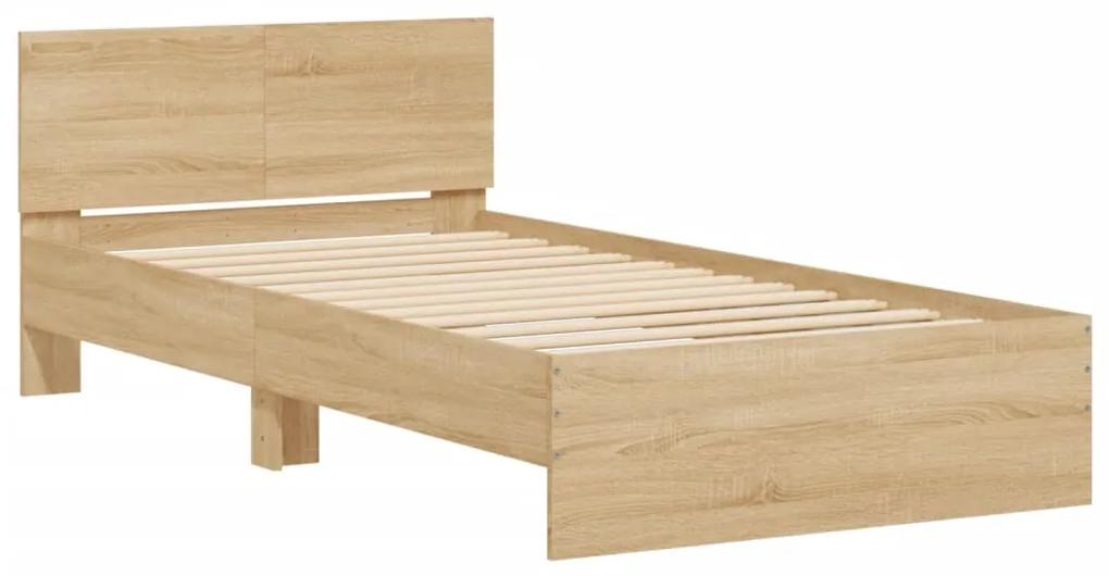 838619 vidaXL Cadru de pat cu tăblie stejar sonoma 100x200 cm lemn prelucrat