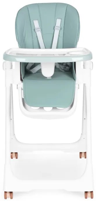 Scaun de hrănire înălțime reglabilă curele din piele ecologică tavă dublă verde