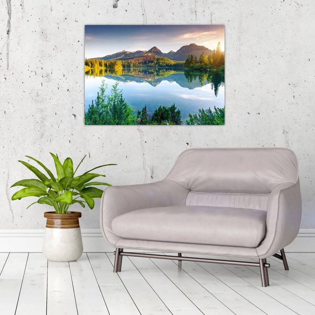 Tablou pe sticlă - Lacul (70x50 cm)