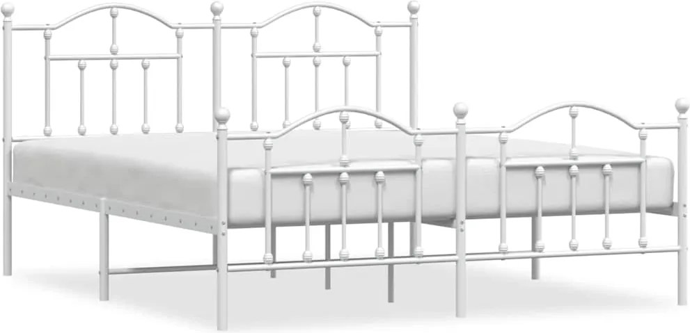 vidaXL Cadru de pat metalic cu tăblie de cap/picioare, alb, 183x213 cm