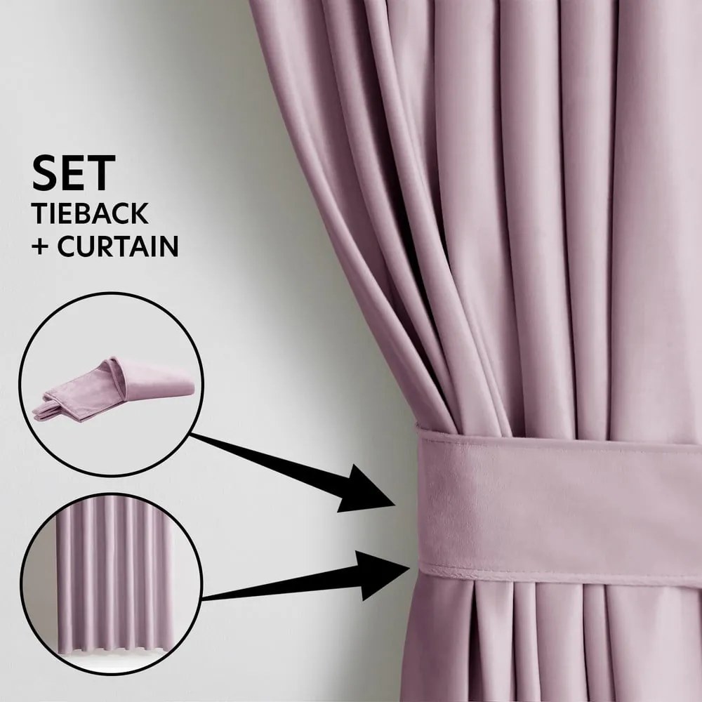 Draperie roz-deschis dimout (semi-opacă) din catifea 140x270 cm Eyelets – Restilo