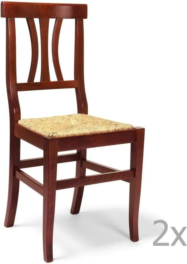 Set 2 scaune din lemn și paie Castagnetti Straw