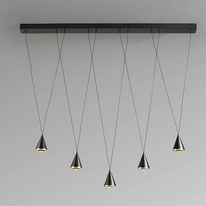 Lustra liniara cu 5 pendule suspendate LED Conic