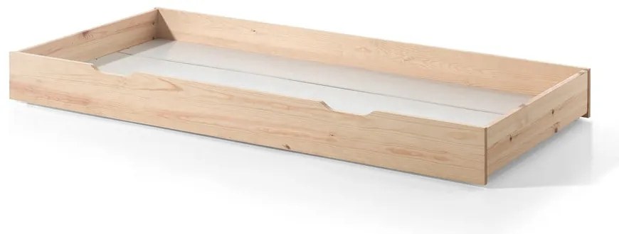 Pat pentru copii în culoare naturală de tip casă/cu extensie suplimentară din lemn masiv de pin cu spațiu de depozitare 90x200 cm DALLAS – Vipack