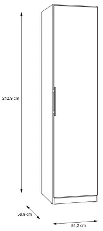 Dulap pentru haine MARO, 51 x 213 cm, finisaj stejar Artisan