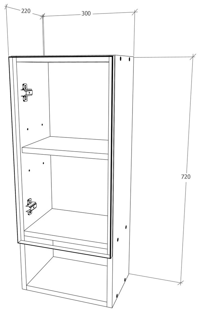 Corp haaus Zed, Suspendat, 1 Usa, Alb lucios/Alb, MDF, L 30 x l 22 x 72 cm