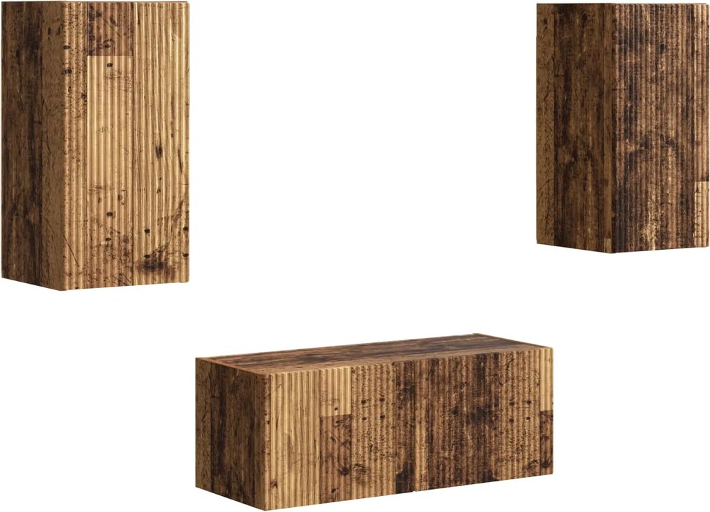 vidaXL Set comodă TV Pe perete 6 pcs Lemn vechi Lemn compozit