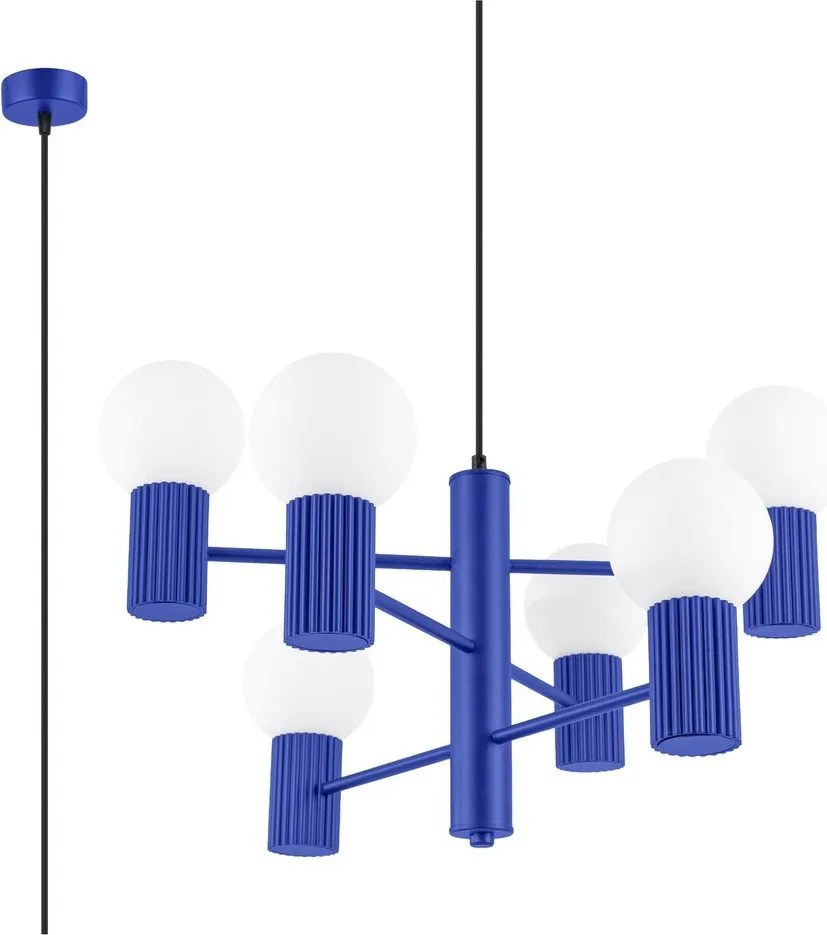 Lustră albastră cu abajur din sticlă Orbital – Sollux