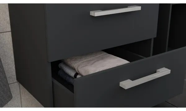 Set mobilier pentru baie KATE cu lavoar + dulap cu oglindă + dulap suspendat, antracit