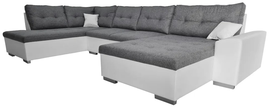 Supermobel Coltar in forma de U WITOS, 344x81x163, malmo 95 /piele ecologica alba, dreapta