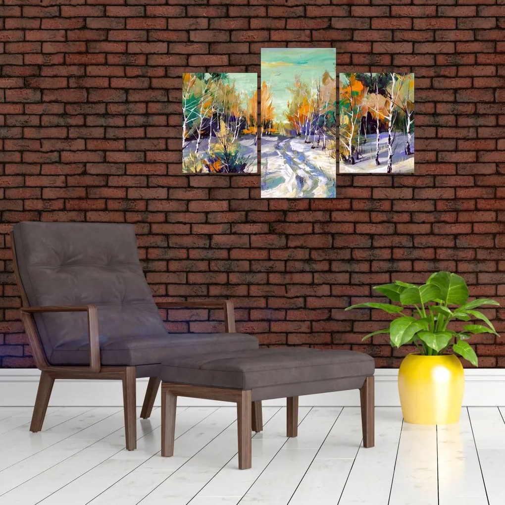 Tablou - Drum înzăpezit prin pădure (90x60 cm)