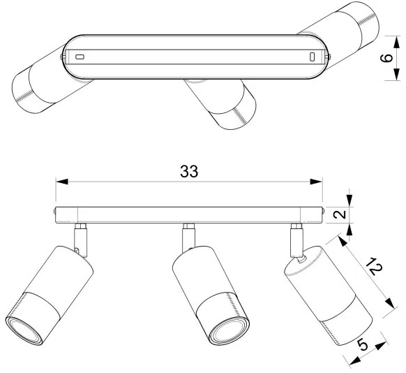 Spot LINK 3xGU10/8W/230V negru/alamă