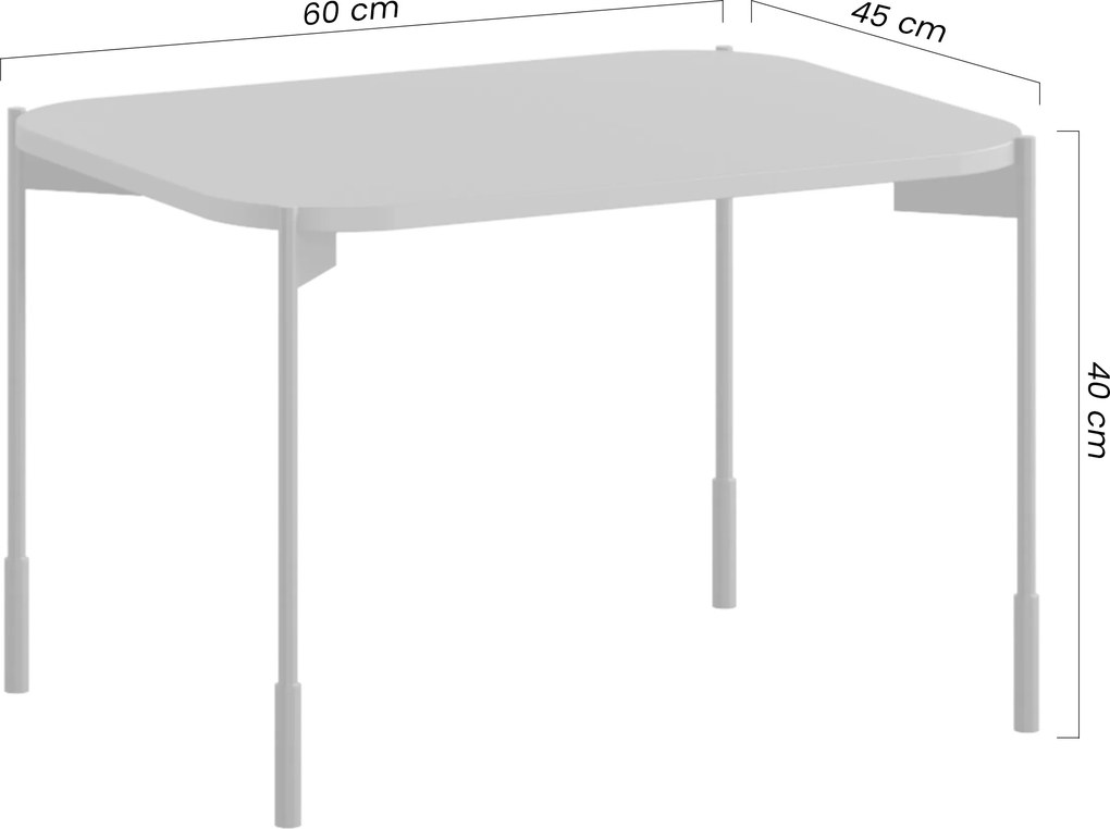 Măsuță de cafea Sonatia 60 cm cu picioare metalice dreptunghiulară - cașmir