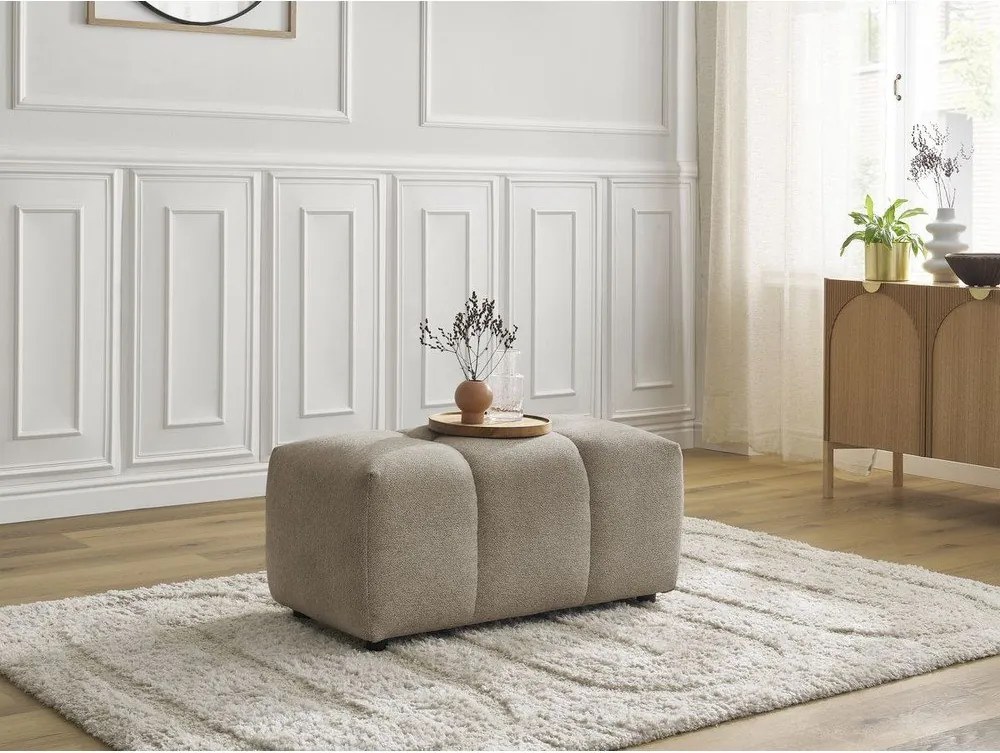 Taburet bej cu tapițerie din chenille Roxelane – Bobochic Paris